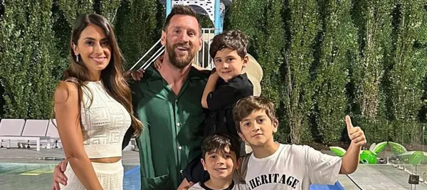 El astro argentino se está relajando en Rosario y aprovechó a pasaear con su familia