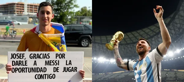 Unhincha venezolano escribió un cartel para Martínez y Messi