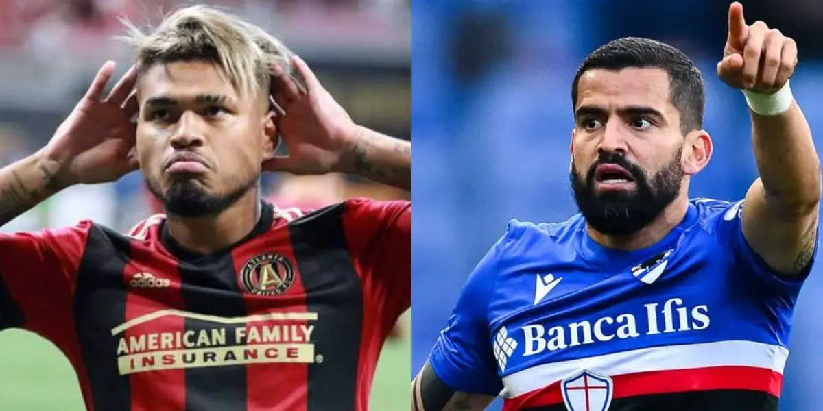 El auto que conduce Josef Martínez en Estados Unidos mientras Rincón maneja una Ferrari.